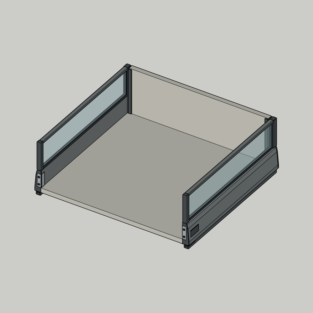 DS_103 drawer system with high glass infill
