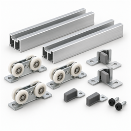 Generic inset bottom-running sliding door fittings and tracks